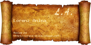 Lorenz Anina névjegykártya
